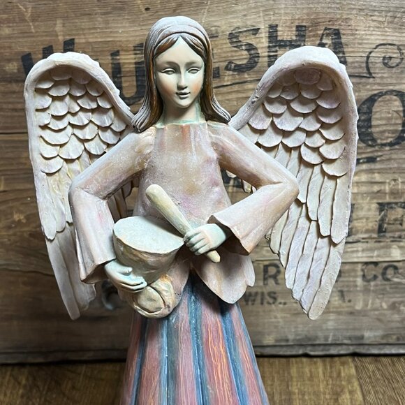 Old Time Pottery Decor 3 Angels w/ Instruments Figurines Polystone 12" - Picture 12 of 16